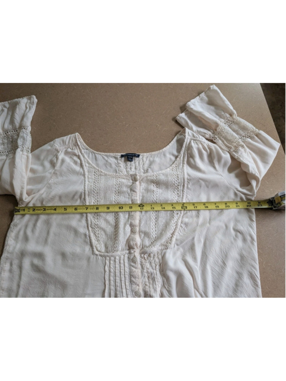 American Eagle white button down boho chic festival blouse Size XL - Picture 4 of 7